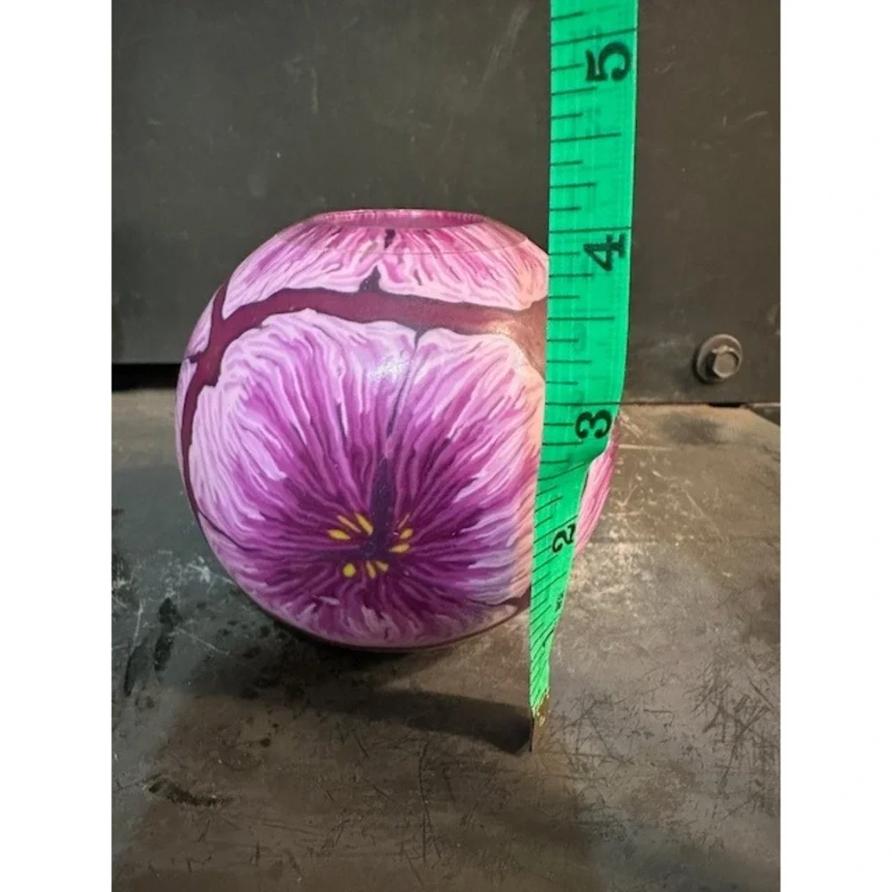 Purple Floral Sphere Candle Hand Poured Decorative Round Wax Orb‎ 4 Inch NEW